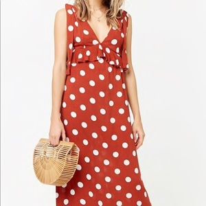 FOREVER 21 maxi Dress  v neck 🧡 polka dress